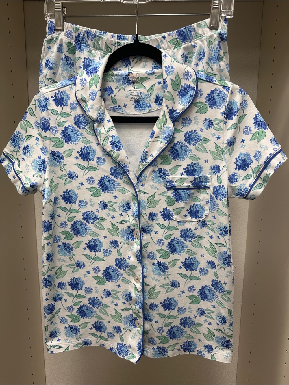Roller Rabbit Blue Hydrangea Shortie Pajama Set